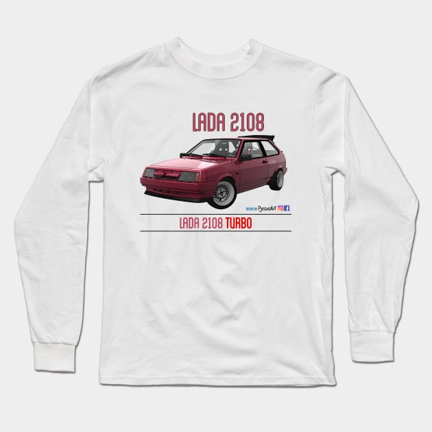 Lada 2108 Turbo Rubin Red Long Sleeve T-Shirt by PjesusArt